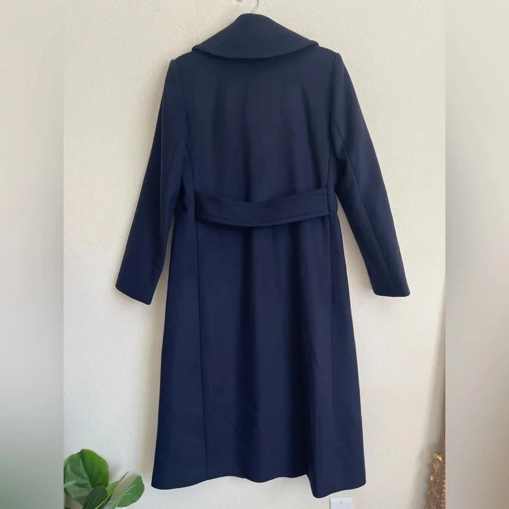 NWT Tory Burch‎ WOOL CASHMERE COAT Navy Knee Length
